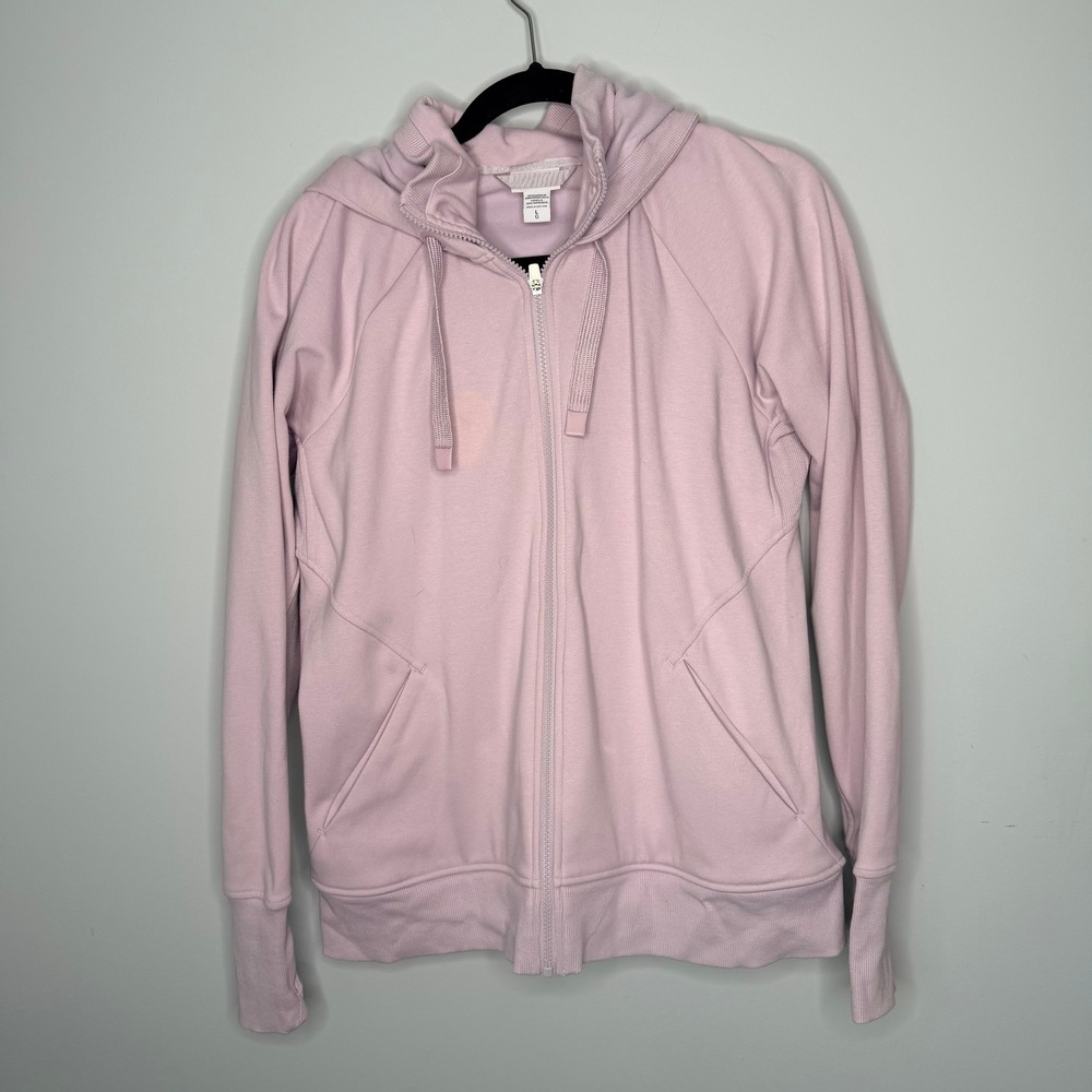 Athleta Triumph Hoodie Womens Large Lavender Purple Full Zip Fleece Thumbholes